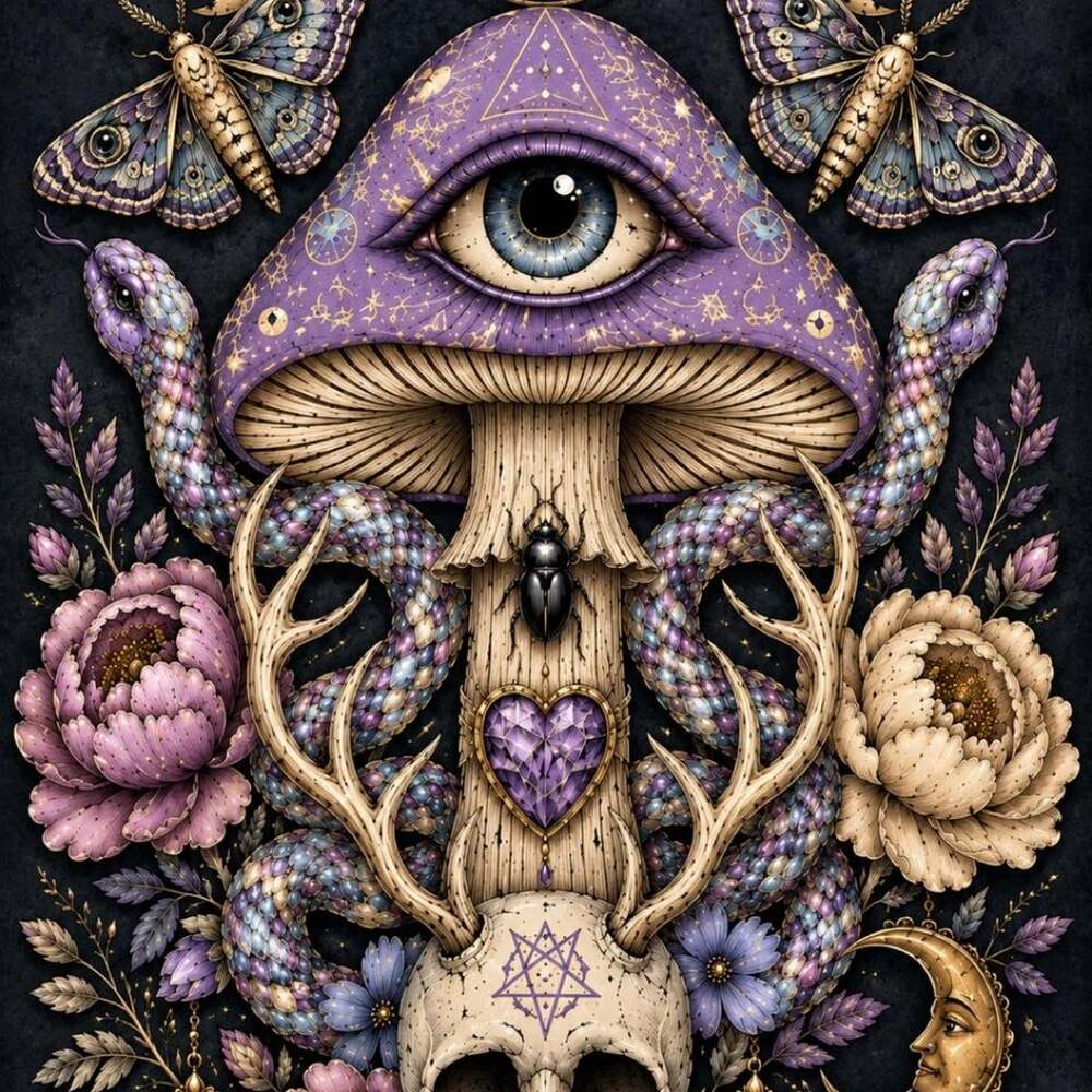 8 X 10 Framed Mystical Mushroom 9 E 25